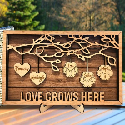 Personalised Family Tree Wood Sign Name Engravings Birthday Gifts For Grandma Mum