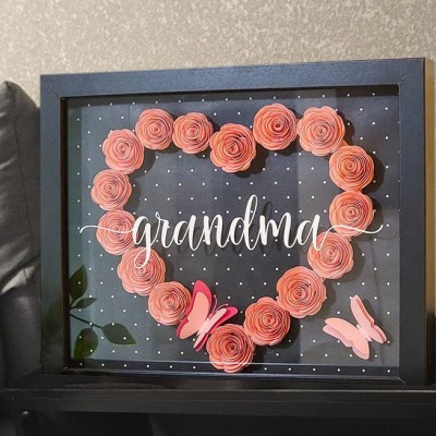 Custom Heart Flower Shaodw Box Love Gift Ideas for Grandma Mum