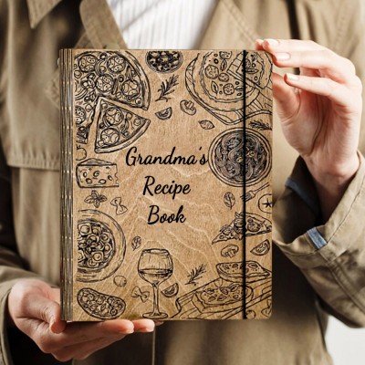 Personalised Grandma's Wooden Recipe Book Unique GIfts For Grandma Mum Wife Her