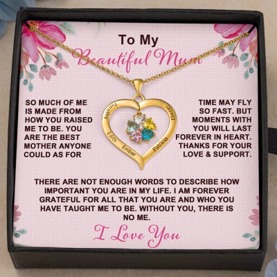 Personalised To My Beautiful Mum Names Birthstones Necklace Love Family Gift Ideas For Mum Anniversary Gift Mother's Day Gift