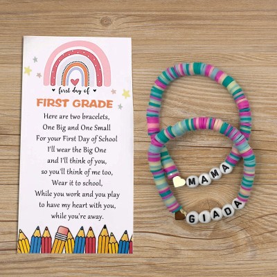 First Day of First Grade Mummy and Me Matching Bracelet Back to School Gifts