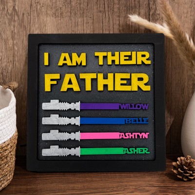 I Am Their Father Wooden Name Frame Funny Gift for Dad Grandpa Father's Day Gifts