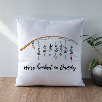 Personalised We Are Hooked on Daddy Pillow Father's Day Gift