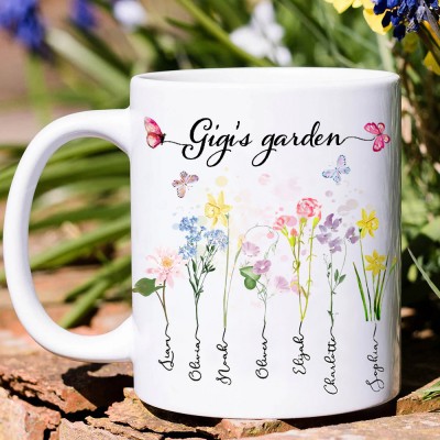 Personalised Gigi's Garden Mug with Birth Month Flowers Custom Family Mug Gift for Mum Grandma Christmas Gifts