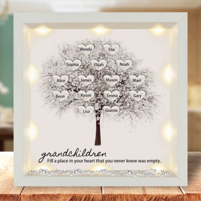 Personalised Light Up Family Tree Box Frame with 1-25 Names Mother's Day Gift For Grandma, Mum