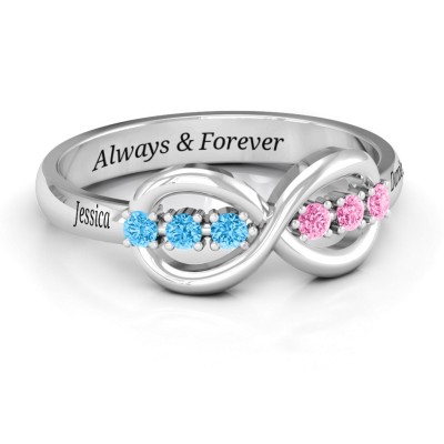 S925 Sterling Silver Personalised Eternity Birthstone Ring For Her