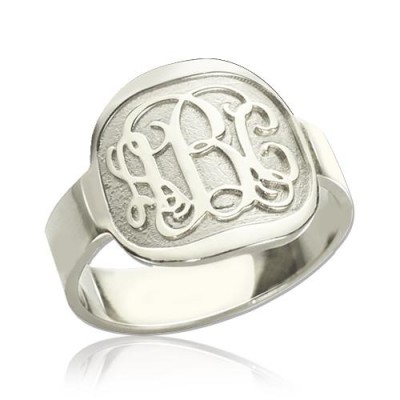 S925 Sterling Silver Personalised Engraved Monogram Ring