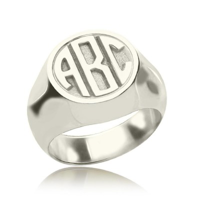 S925 Sterling Silver Personalised Engraved Monogram Ring