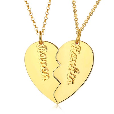 Personalised Couple Engraved Heart Necklace with Names