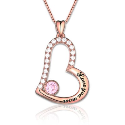 Love You Mum  Birthstone Necklace