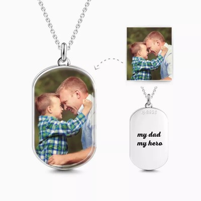 Engraved Oval Photo Necklace