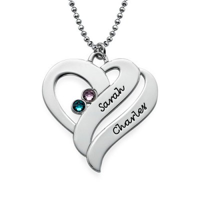 Two Hearts Forever One Necklace With Birthstones
