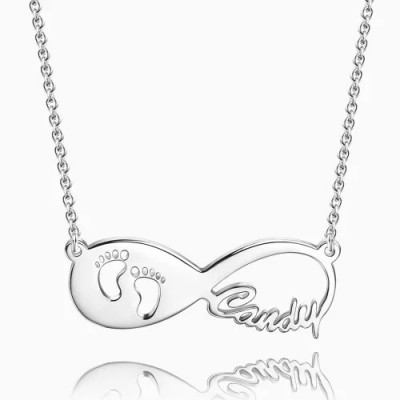 Baby Footprint Infinity Name Necklace