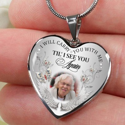 Personalised I Will Carry You with Me Memorial Necklace