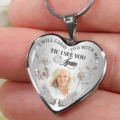 Personalised I Will Carry You with Me Memorial Necklace