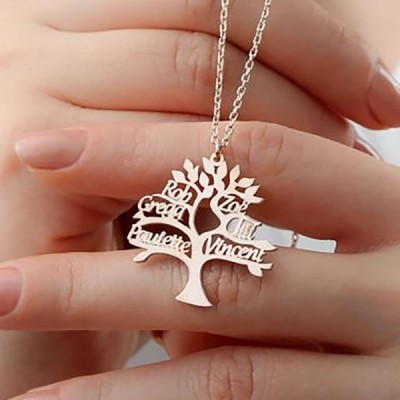 Personalised Family Tree Name Necklace with 1-8 Names