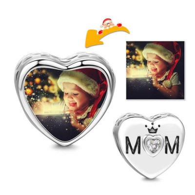 Elegant Mum Heart Photo Charm