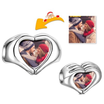 Fingers Heart Photo Charm Silver