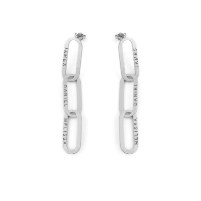 Aria Chain Link Earrings with 1-3 Engravings