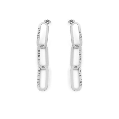 Aria Chain Link Earrings with 1-3 Engravings