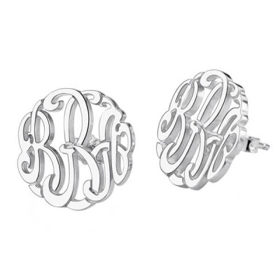 Personalised Block Monogram Earrings Sterling Silver