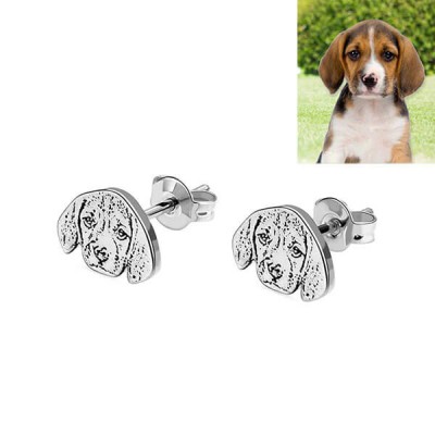 Personalised Pet Photo Stud Earrings in Silver