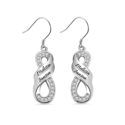 Personalised Infinity Two Names Earrings in Silver