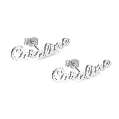 Personalised Name Stud Earrings for Her in Silver