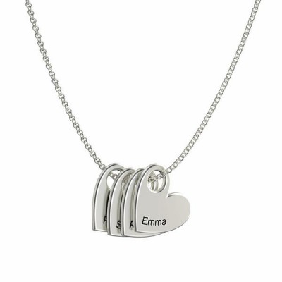 Personalised Name Necklace With 1-10 Heart Pendants Gift for Mom