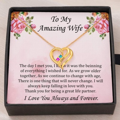 Personalised To My Amazing Wife 2 Names and Birthstones Necklace Anniversary Gift Ideas For Wife Christmas Gift Ideas For Her