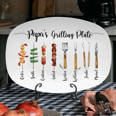 Personalised BBQ Papa's Grilling Plate Funny Platter for Daddy Grandpa Father's Day Gift Ideas