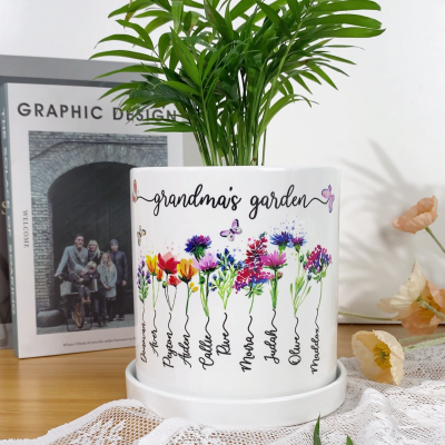 Personalised Grandma's Garden Succulent Plant Pots Birth Flower Pot Gift For Mum Grandma Her