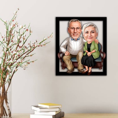 Personalised 60th Birthday Gift For Woman Wooden Caricature Frame Anniversary Gift