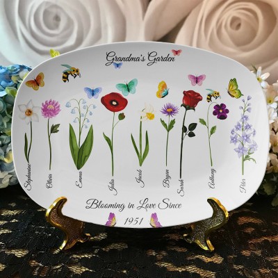 Mother's Day Gift Personalised Birth Month Flower Plate Gift for Grandma