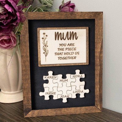 Personalised Family Puzzle Pieces Name Signs Family Gift For Mum Grandma Mother's Day Gift