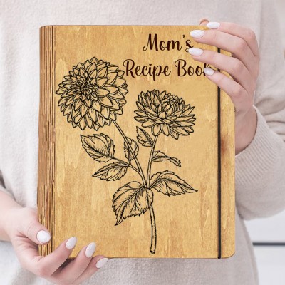 Personalised Mum's Wooden Recipe Book Gifts For Mum Grandma Wife Her