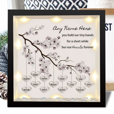 Personalised Light Up Family Tree Box Frame with 1-25 Names Mother's Day Gift For Grandma, Mum