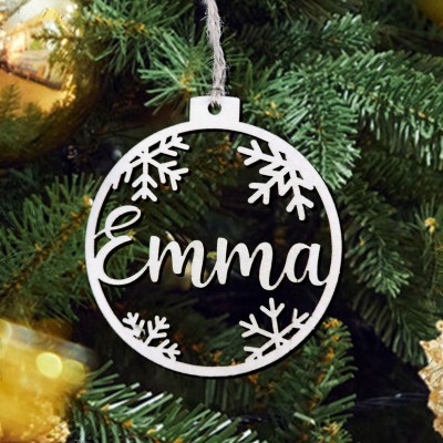Personalised Wooden Name Snowflakes Christmas Tree Ornaments 