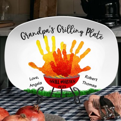 Handprint Custom Daddy's Grilling Plate Personalised Platter for Father's Day