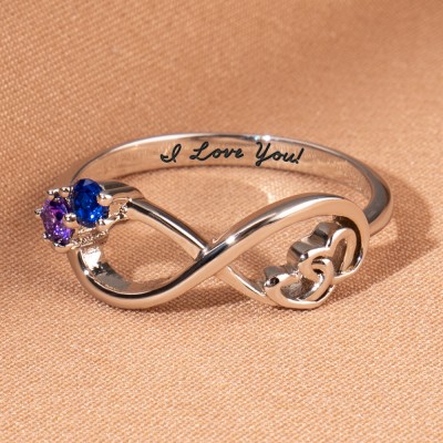 Personalised Birthstone Promise Ring Love Meaningful Valentine's Day Gift For Wife Soulmate Her