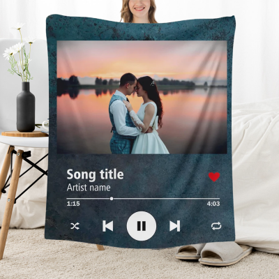 Custom Your Photo Song Fleece Blanket Gifts For Him Valentine Gift For Wife Anniversary Gift For Her