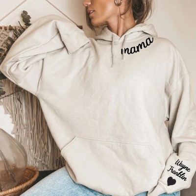Personalised Embroidered Mama Sweatshirt Hoodie with Kids Names Christmas Gift For Mum New Mum Gifts 