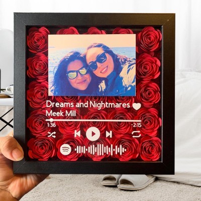 Personalised Spotify Shadow Box Valentine's Day Gift for Girlfriend Anniversary Gift for Wife
