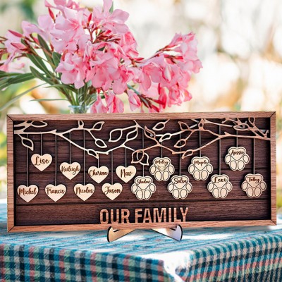 Custom Family Tree Frame Sign Personalised Family Tree Gift for Grandma Love Gift for Mum