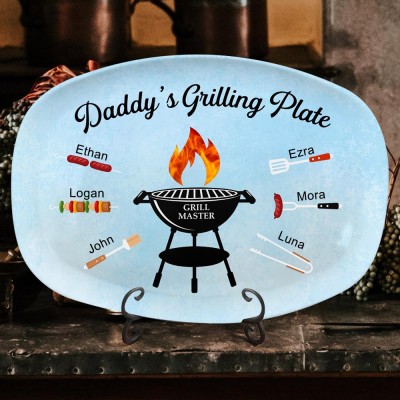 Grill Master Daddy's Grilling Plate Personalised BBQ Platter for Papa Dad Gift for Father's Day