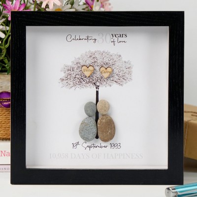 Personalised 30th Wedding Anniversary Pebble Art Frame Anniversary Gift Ideas for Wife Christmas Gifts
