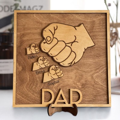 Personalised Fist Bump Wood Sign Engraved Gift for Dad Father's Day Gift