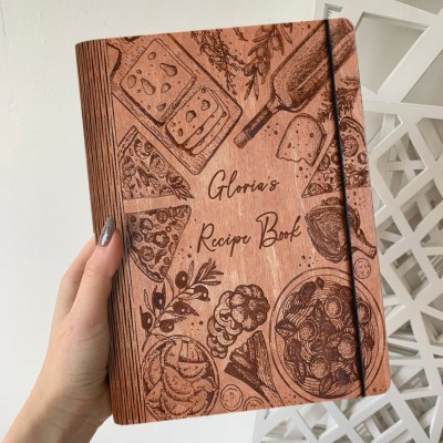 Personalised Family Wooden Recipe Book Custom Cookbook Great Gift Ideas for Mum Grandma Christmas Gifts