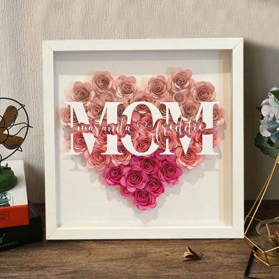 Personalised Mum Flower Shadow Box Keepsake Gift for Mum Grandma 