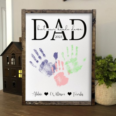 Personalised Best Dad Ever DIY Handprint Wood Sign Keepsake Gift for Dad Father's Day Gifts